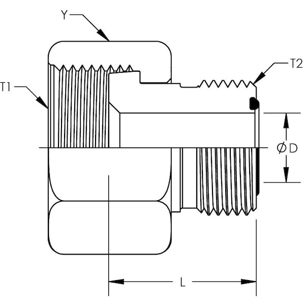 Female Flat Face O-Ring To Male Flat Face O-Ring Reducer